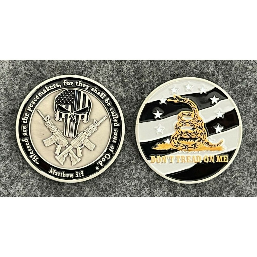 Blue Line Punisher M4 - Don't Read On Me Challenge Coin 1.75"